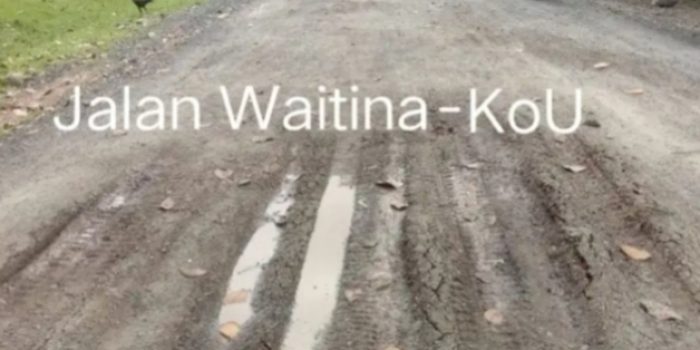 Diduga Anggaran Cair 100 persen, Proyek Jalan Waitina-Kou Mangkrak dan Terbangkalai
